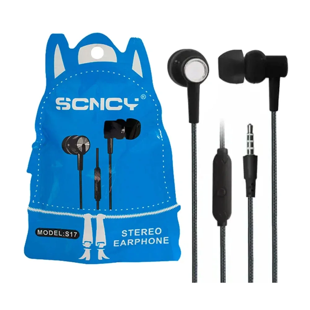 Audífonos scncy alámbricos con control de volumen, almohadillas de silicona y entrada jack 3.5mm / s17