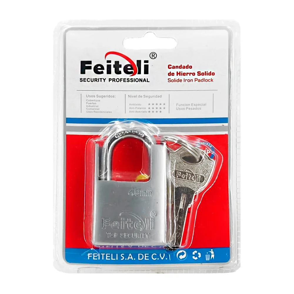 Candado de hierro sólido, 40mm con gancho corto reforzado con metal, de uso rudo, nivel de seguridad alto + juego de llaves / bf540 / bf5-40mm