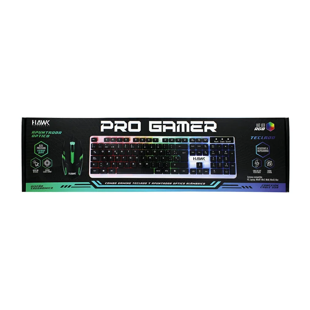 Combo teclado y mouse rgb alámbricos  con sensor clase e-sport / pro gamer