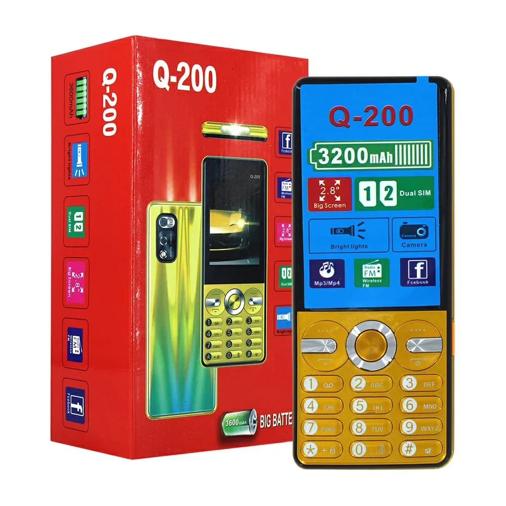 Celular básico dual sim con 20 teclas, pantalla de 2.8 pulgadas y lámpara, variedad de colores / q-200