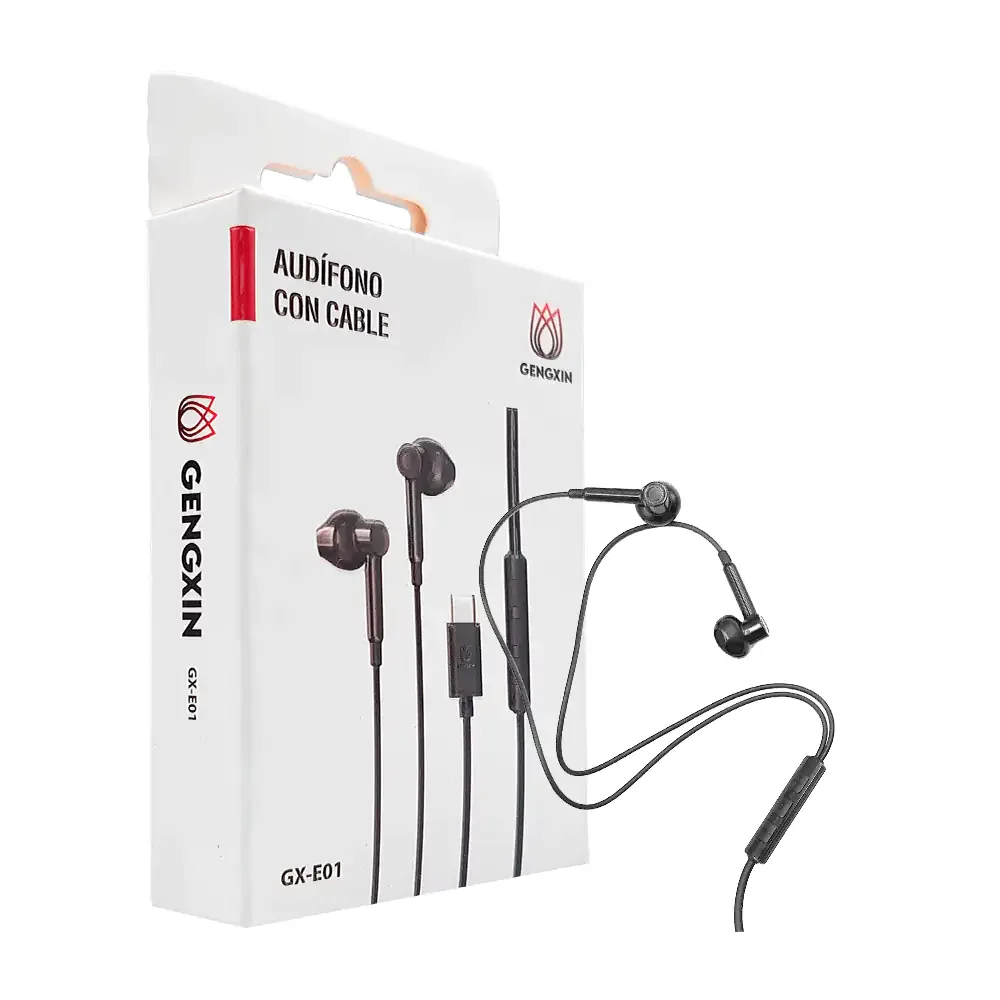 Audífonos gengxin alámbricos con entrada tipo c y control de volumen / gx-e01