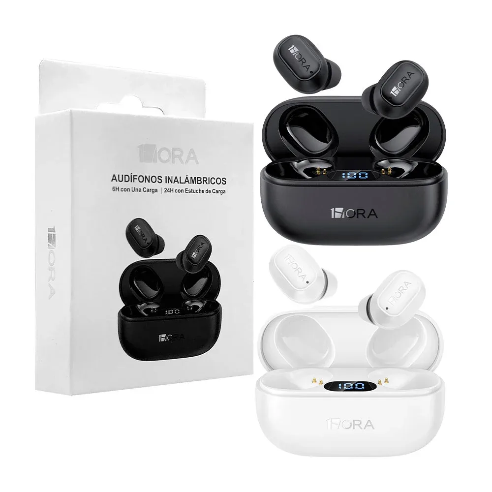 Audífonos inalámbricos in-ear bluetooth 1hora, estuche e indicador led, variedad