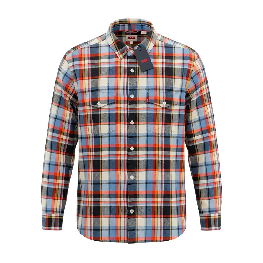 Camisa relaxed levis original de franela, cuadros tricolores, variedad de tallas