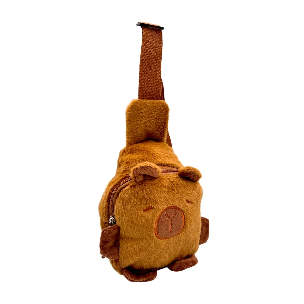 Mini pechera - mariconera afelpada con diseño de capibara