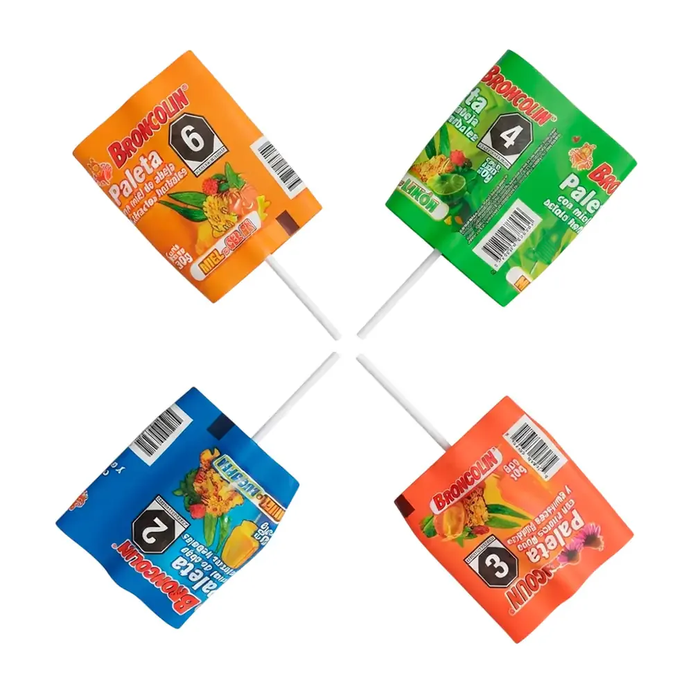 1pza broncolin paleta con miel de abeja y extractos herbales naturales, variedad de sabores, 10g