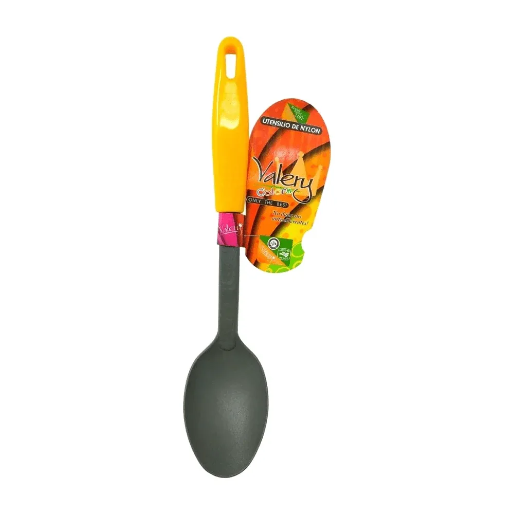 1pza Cuchara sopera valery de nylon con mango de color 30cm, variedad de colores / val100