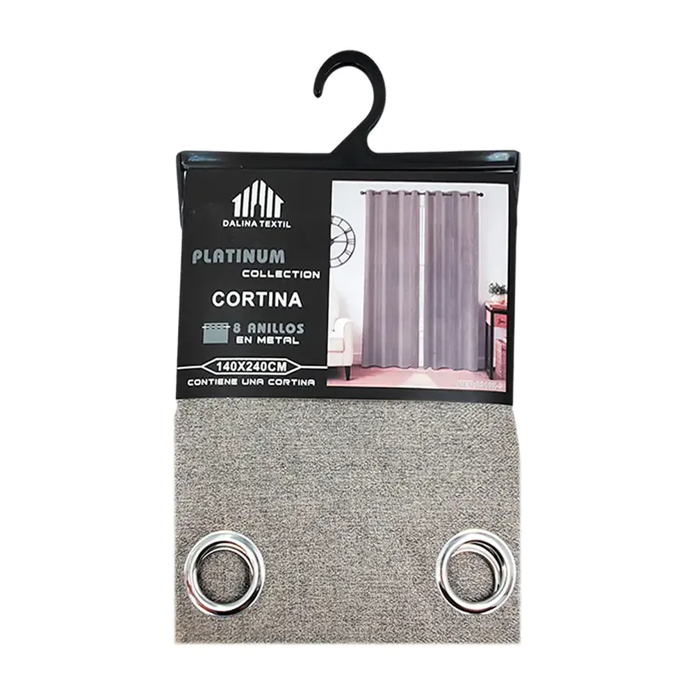 Cortina de tela blackout color gris oscuro con diseño liso, 140x240cm / 83102-3
