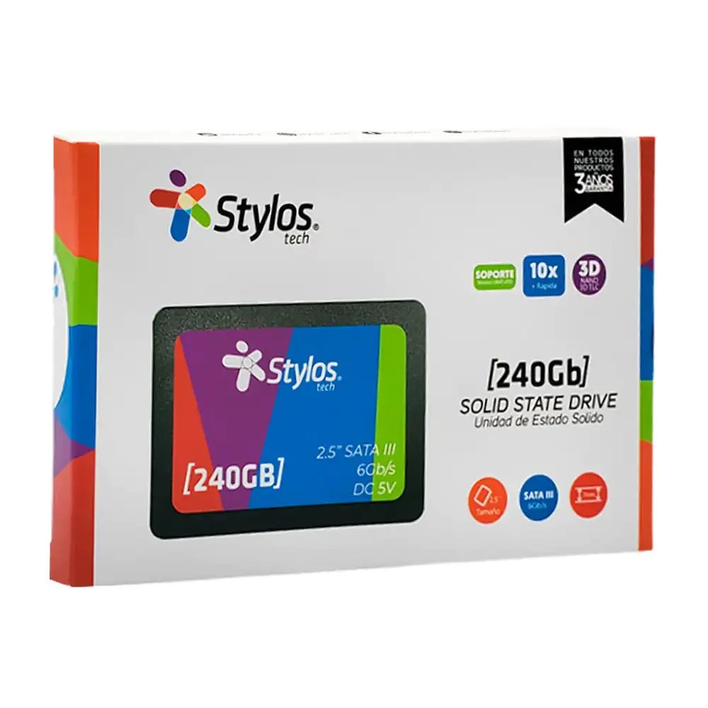 Unidad de disco duro en estado sólido ssd 2.5´ sata III stylos con capacidad de 240gb