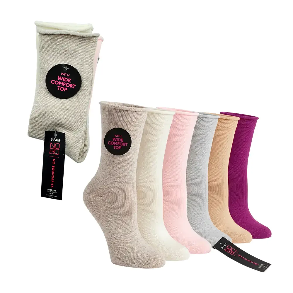 Paquete con 6 pares de calcetines confort, suaves talla 4-10, variedad / 147321