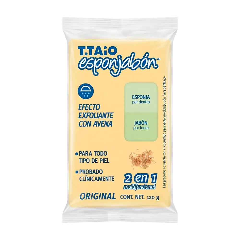 1pza esponjabón t.taio 2 en 1 efecto exfoliante con avena 120g / 305861