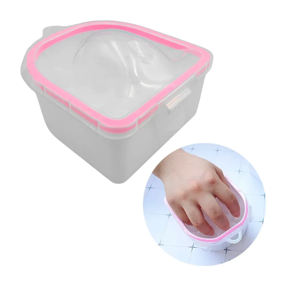 Recipiente doble ergonómico pequeño para uñas, con compartimento para 5 dedos