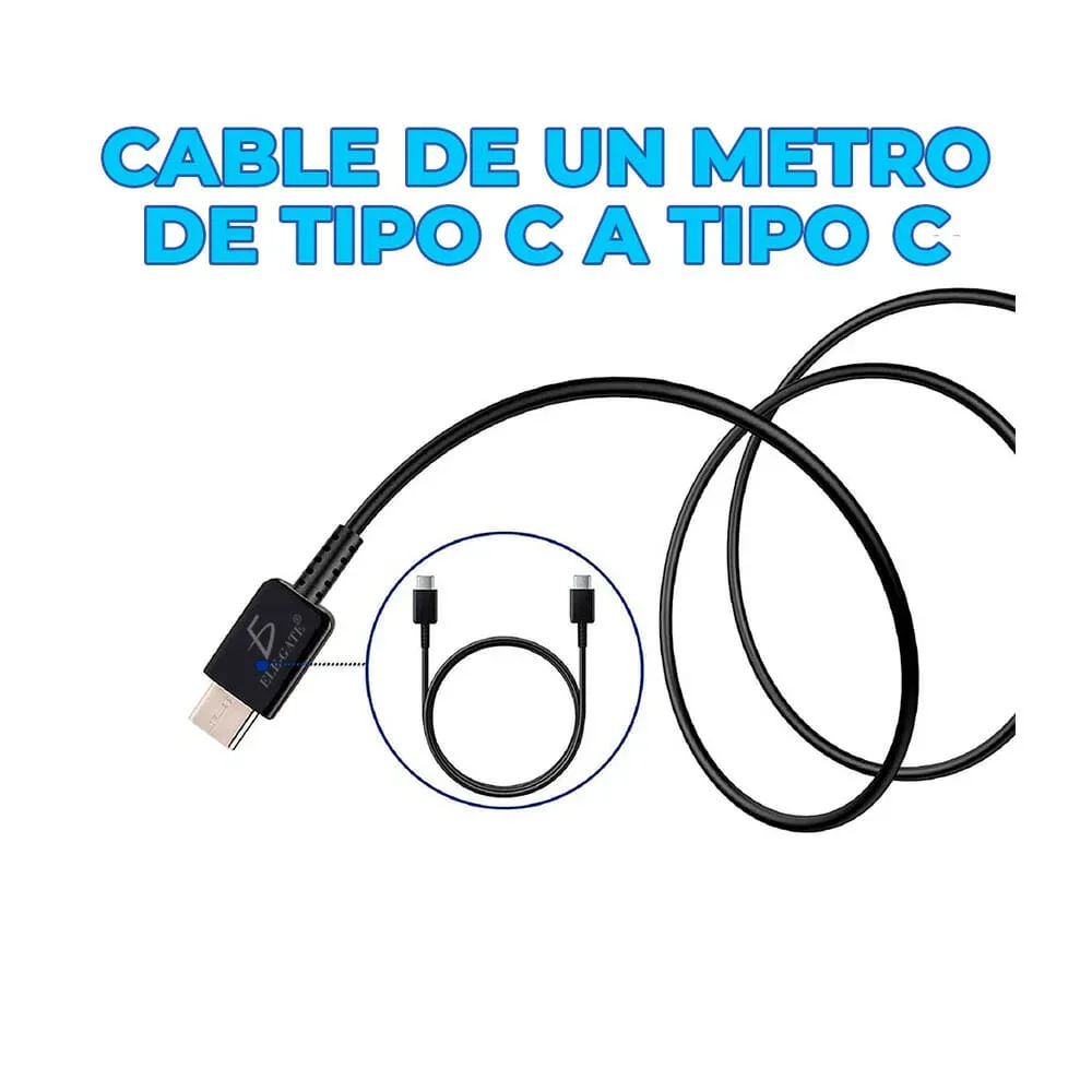 Combo cargador usb-c ele-gate de carga rápida con cable tipo c de 1 metro para carga 25 watts / ch.100