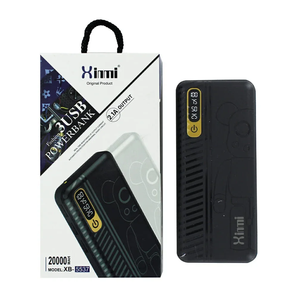 Power bank batería portátil xinmi con indicador de batería, 3 puertos usb y capacidad para 20000mah, variedad de colores / xb-5537