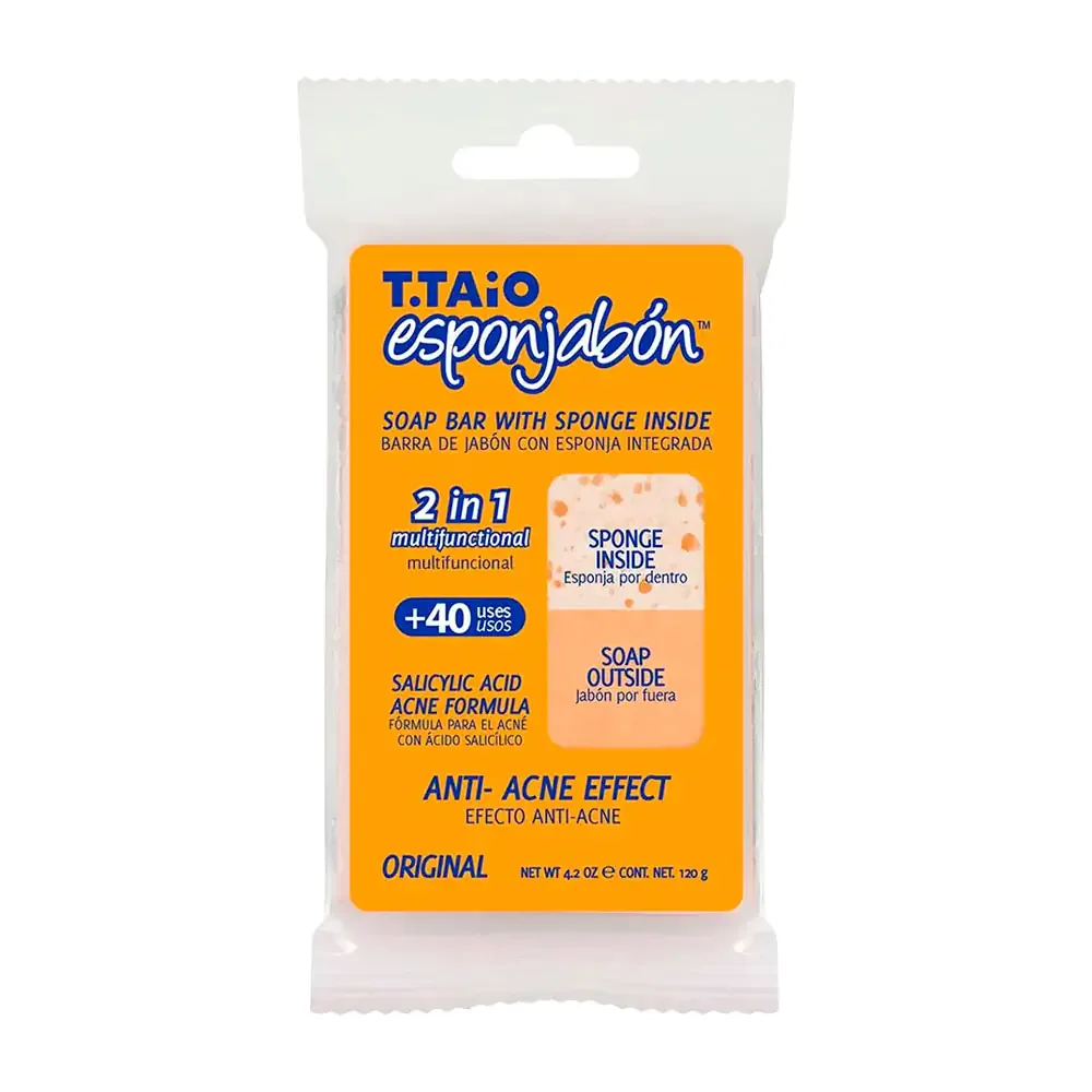 1pza esponjabón t.taio 2 en 1 con ácido salicílico efecto anti acné, 120g / 020188