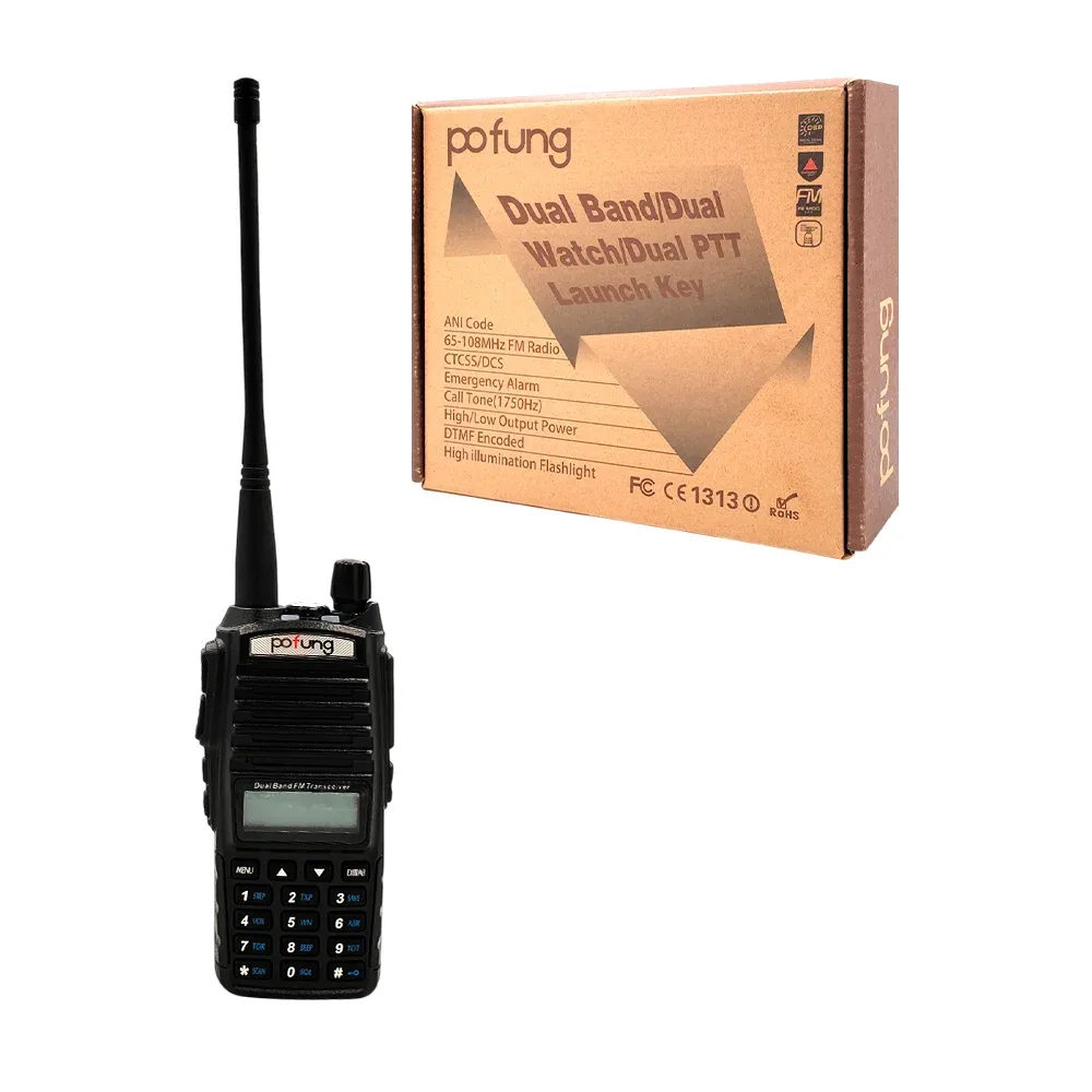 Radio walkie talkies pofung recargables con base, lámpara integrada / uv-82