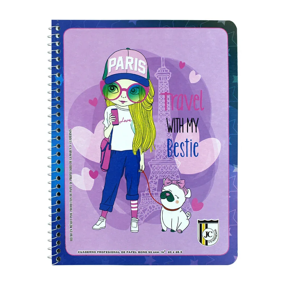 Cuaderno profesional jc en cuadrícula grande con 100 hojas páginas 20x26.3cm, variedad de diseños