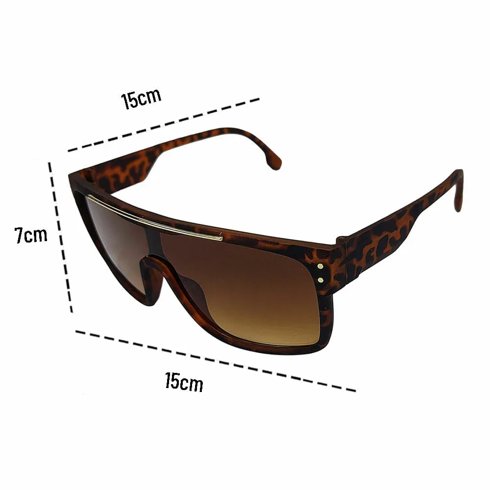 1pza Gafas de sol animal print con detalle plateado en puente 3146-1f