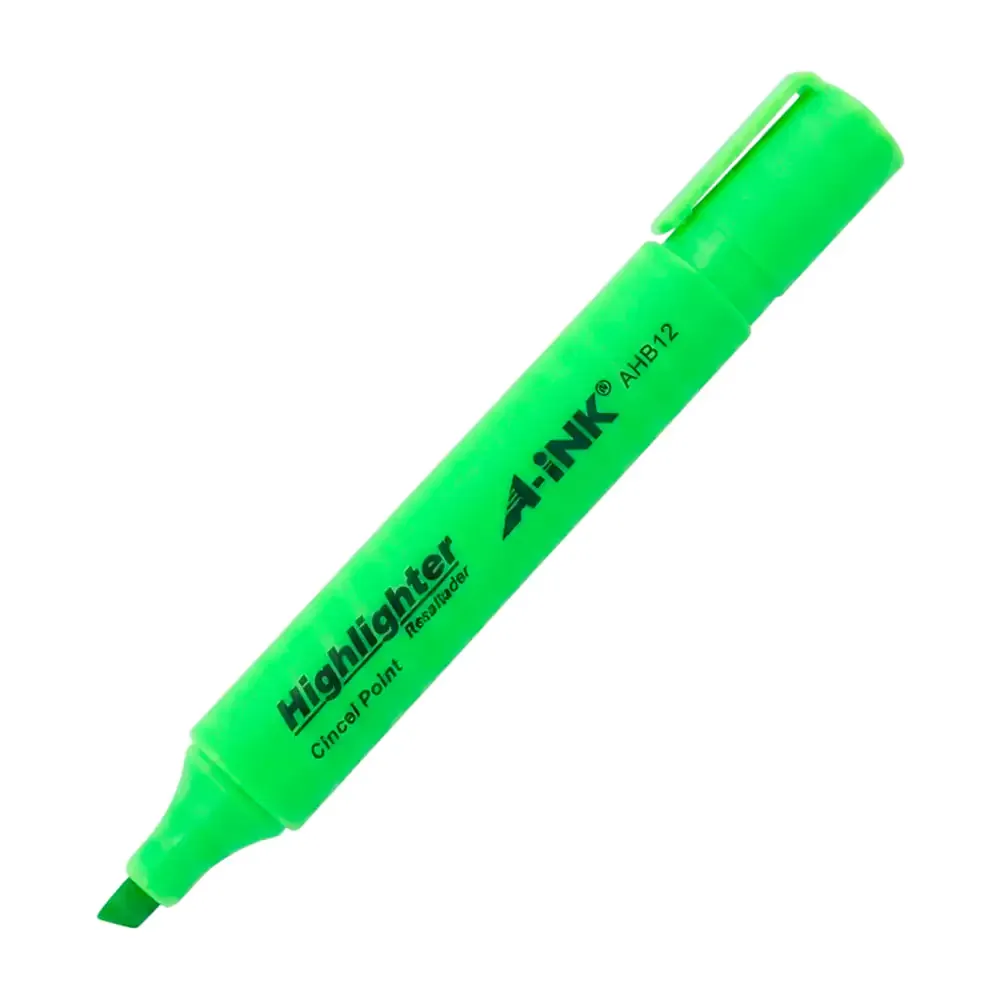 1pza Marcatextos resaltador a-ink highlighter punta cincel color verde / ahb12-ve
