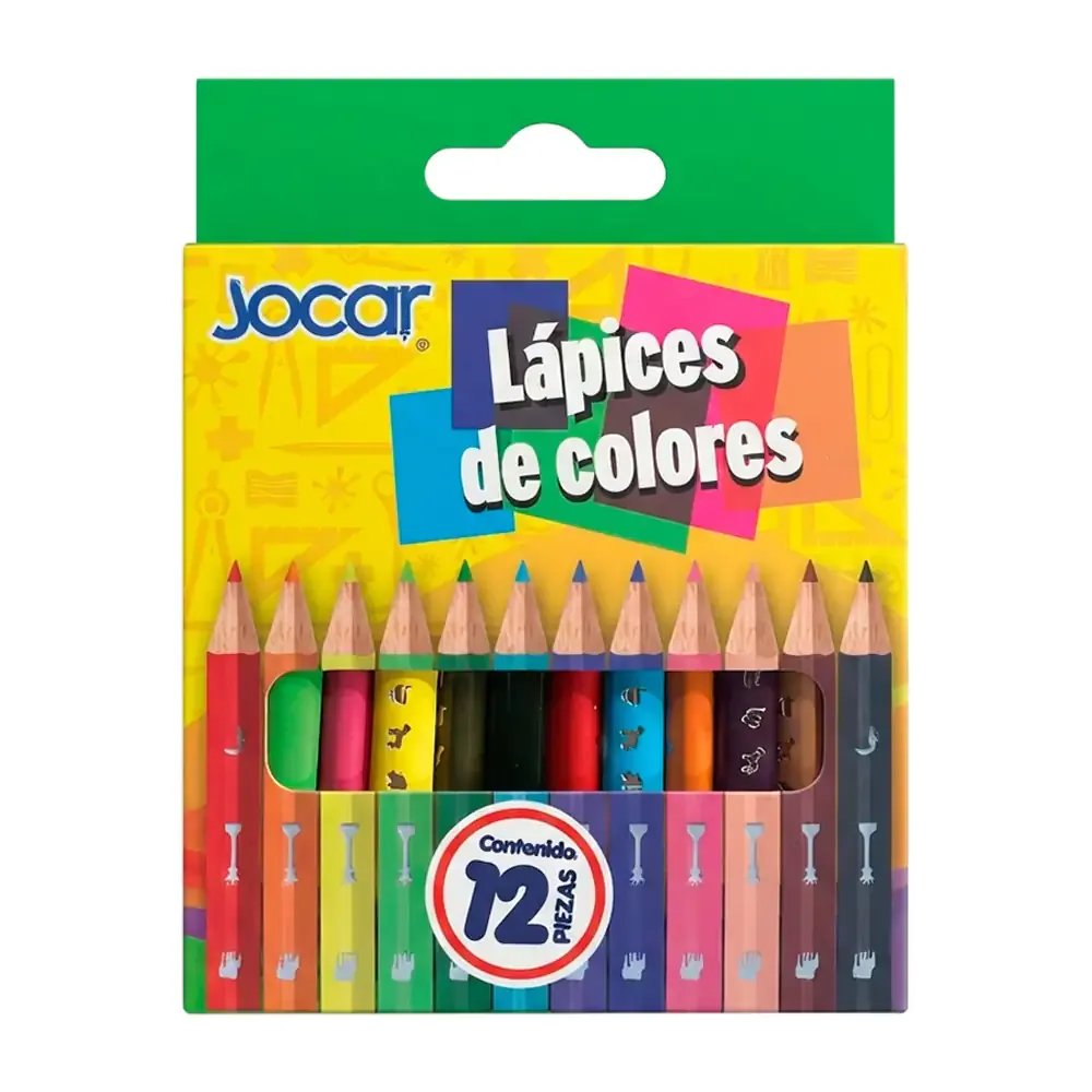 Caja con 12 mini lápices de colores triangulares en tonos vibrantes / 22456