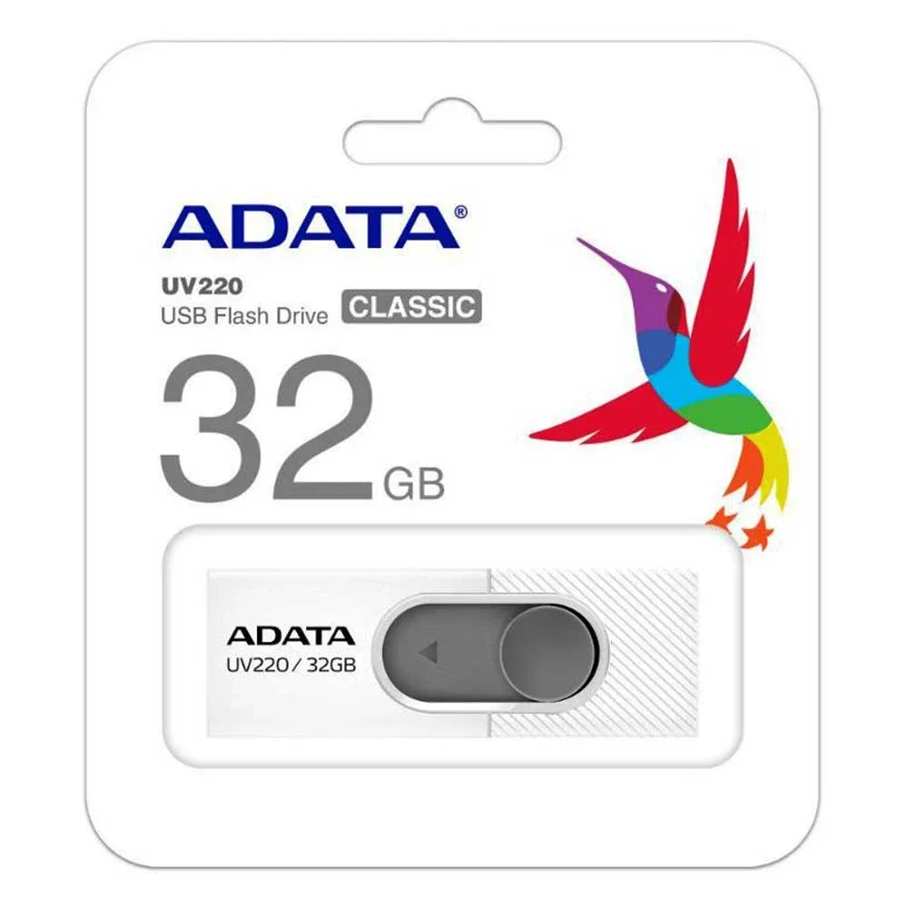 Memoria usb 2.0 flash drive adata uv220 color blanco gris con capacidad de 32gb / auv220-32g-rwhgy