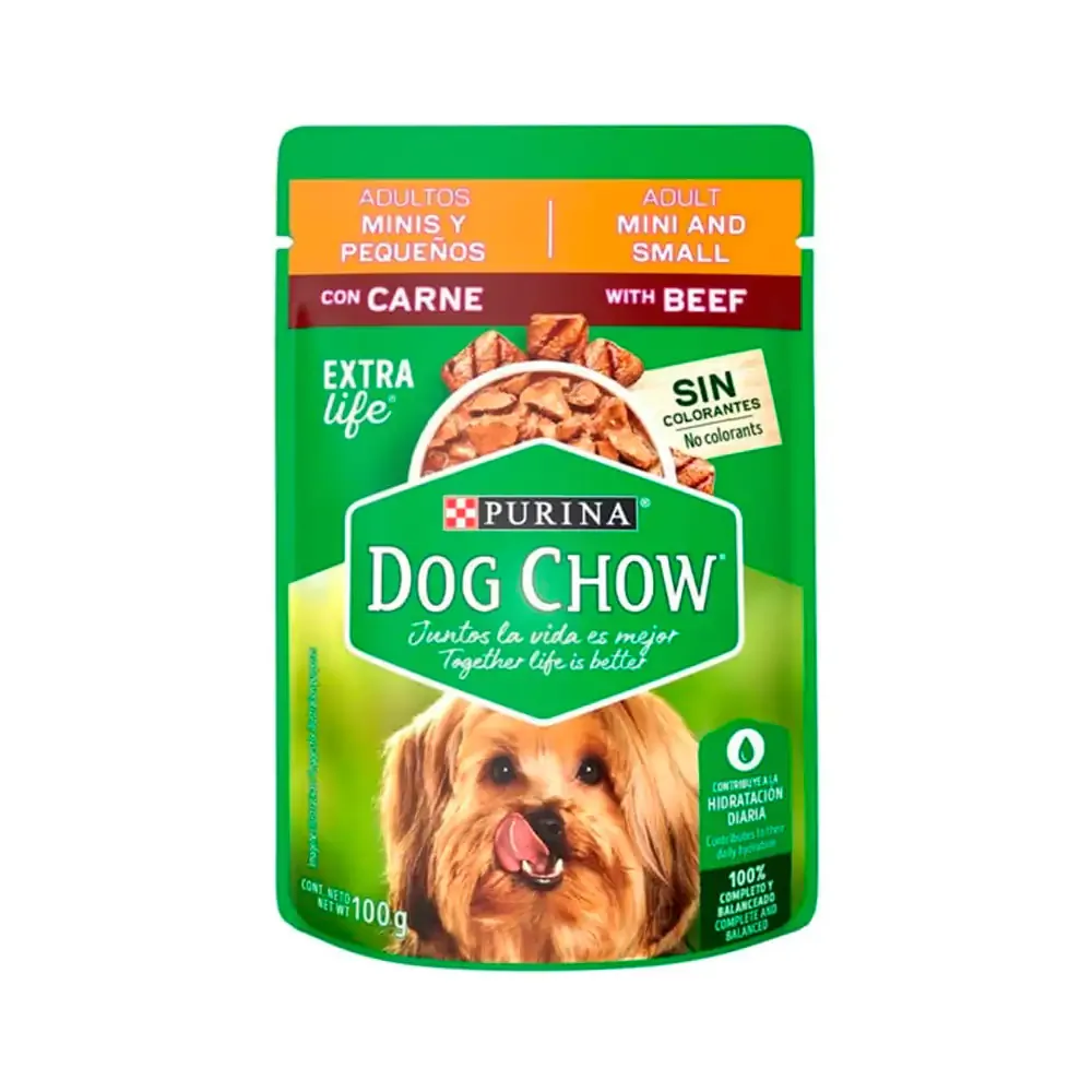 1pza alimento húmedo para perros, purina dog chow sabor carne, adultos razas pequeñas, 100g / dog-carne