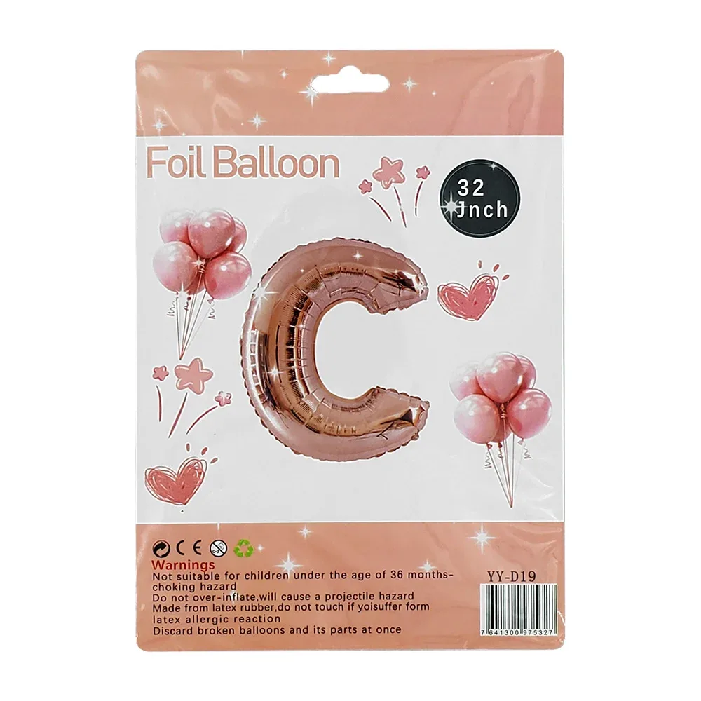 1pza Globo metálico en forma de letra 32 pulgadas en color rosa, variedad de letras / foil balloon / d19