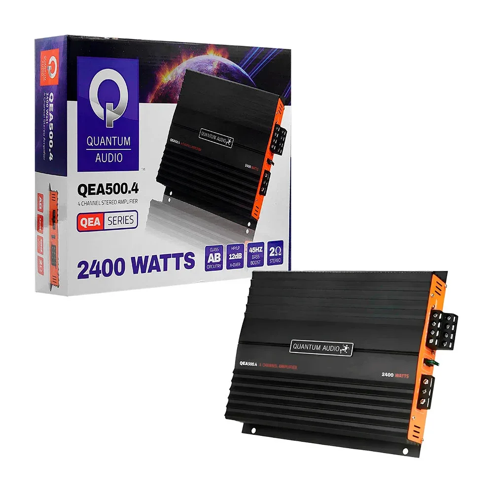 Amplificador estéreo con 4 canales, 2400w, 45hz / quantum audio / qea500.4