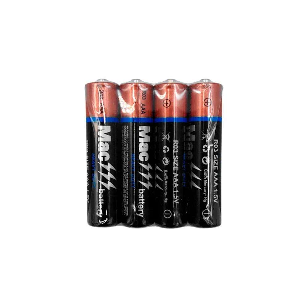 Blíster con 4 pilas / baterías mac battery triple aaa, heavy duty / r03