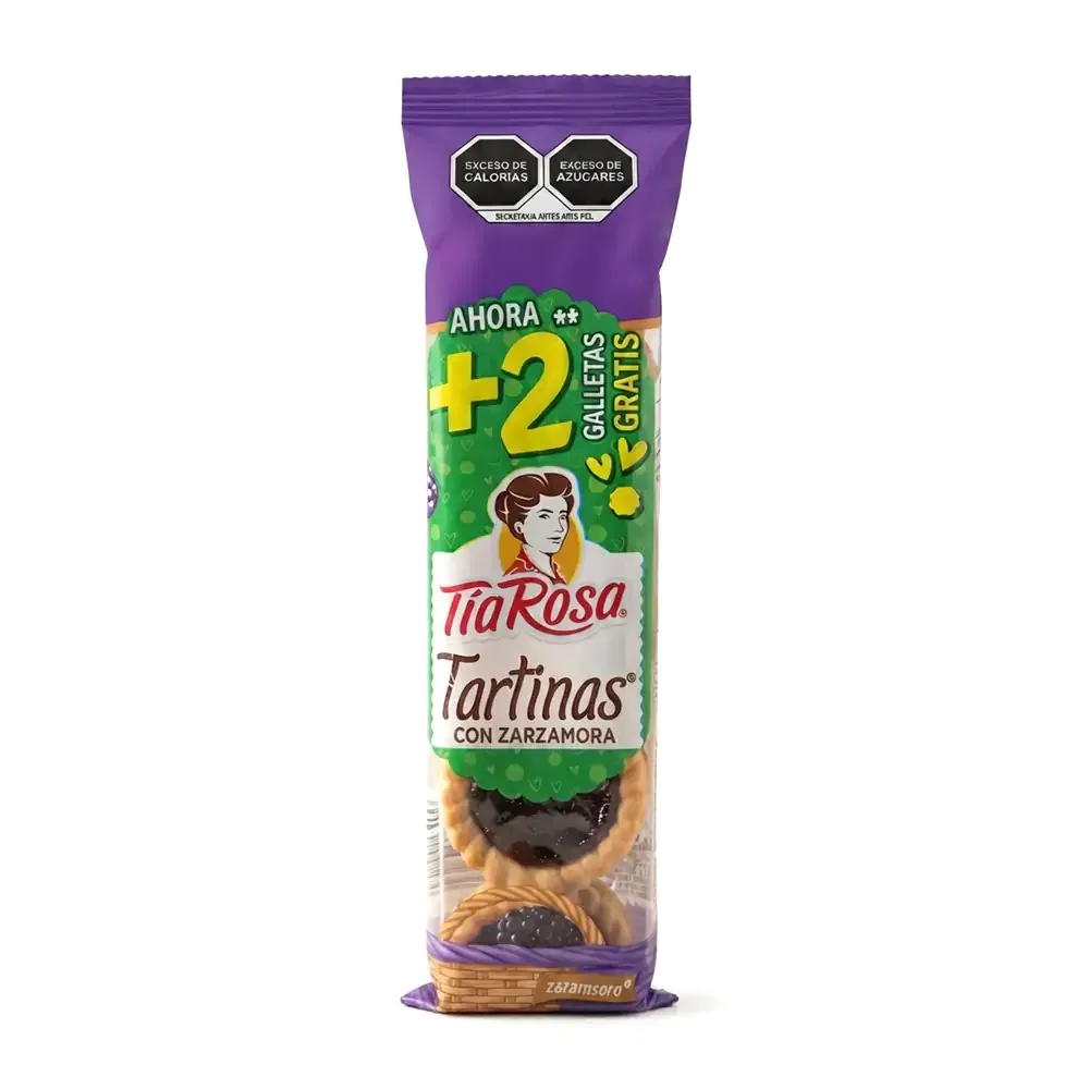Paquete con 8 tartinas tia rosa con relleno de mermelada de zarzamora, 133.3g / 016206
