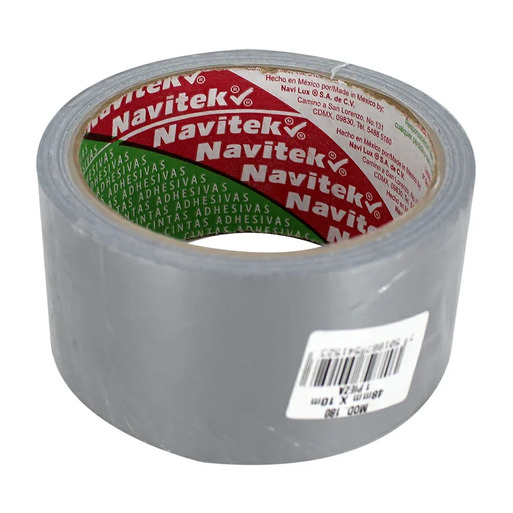 1pza Cinta multiusos duct tape navitek color gris de 10 metros con ancho de 48mm / 541523