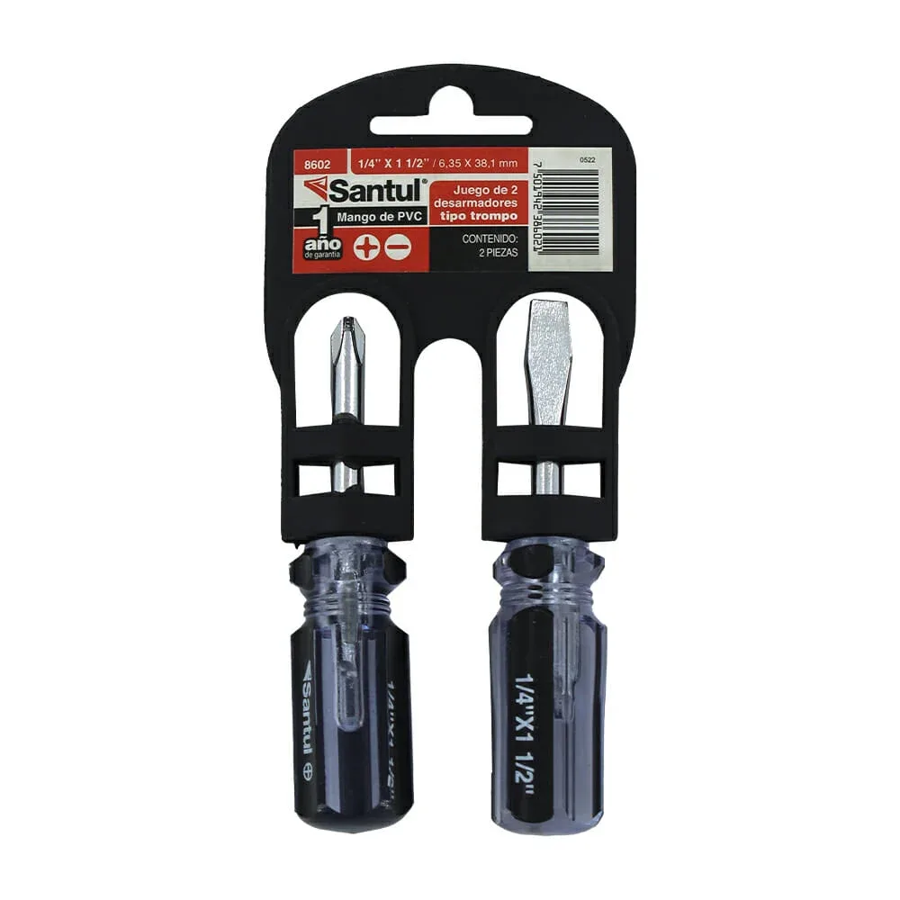 Juego santul con mini desarmador plano y desarmador de cruz 1/4 pulgada / 1/4x1 1/2