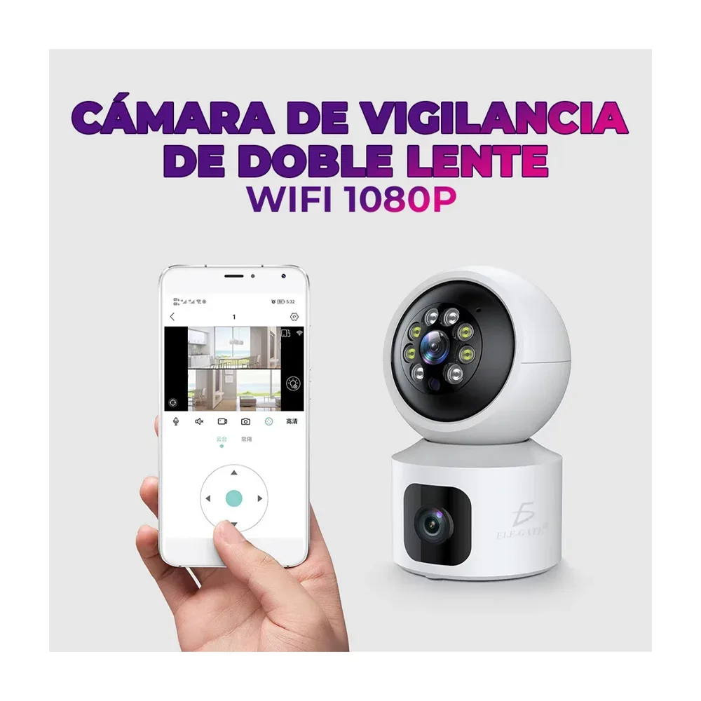 Mini cámara de seguridad para hogar con wifi, 4mp dual de lente audio bidireccional vigilancia cctv, hd, ip / web.70