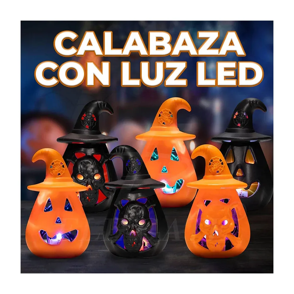 Mini lámpara de luz led decorativa en forma de calabaza hallowen