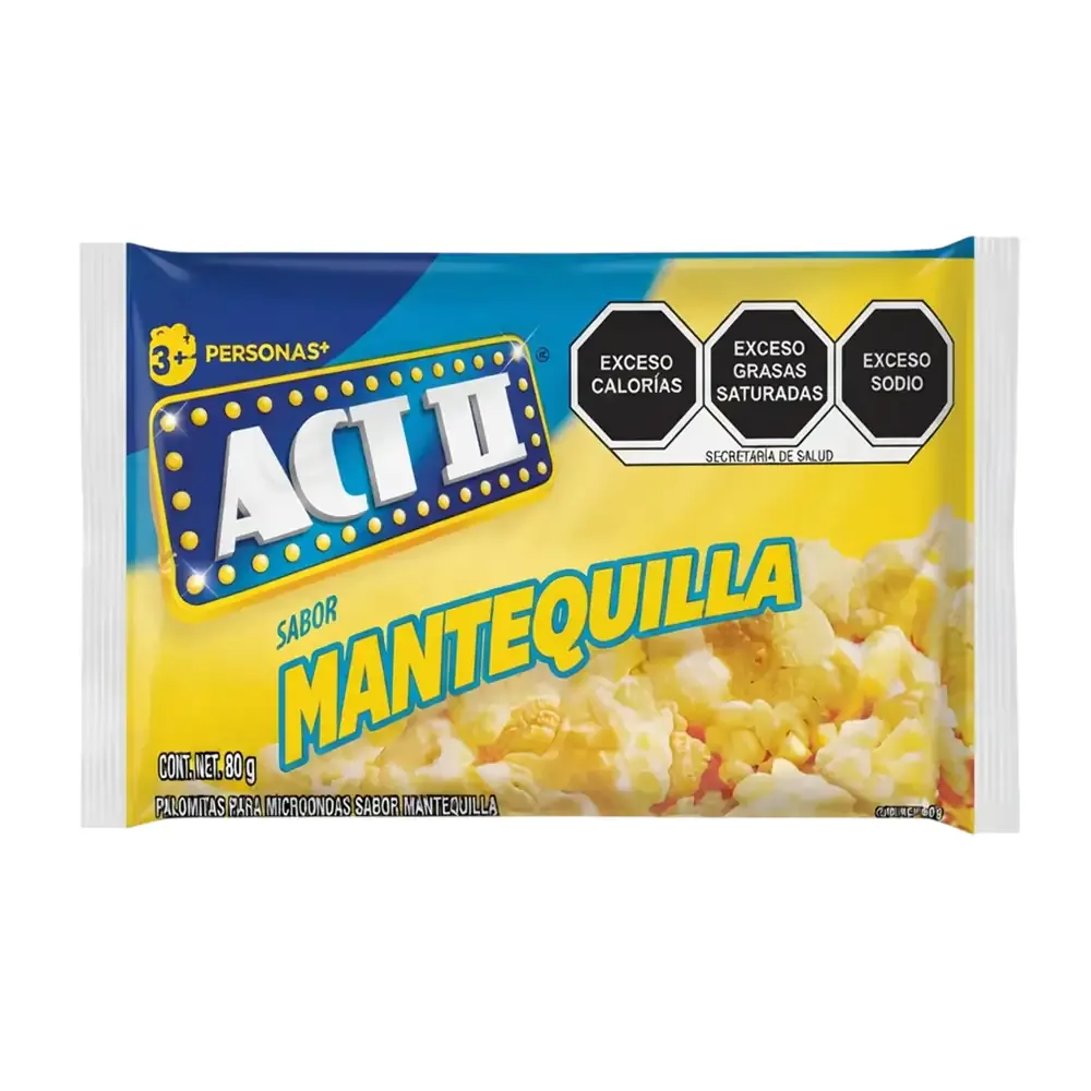 1pza paquete de palomitas ACT ll sabor mantequilla, 80g / 559019