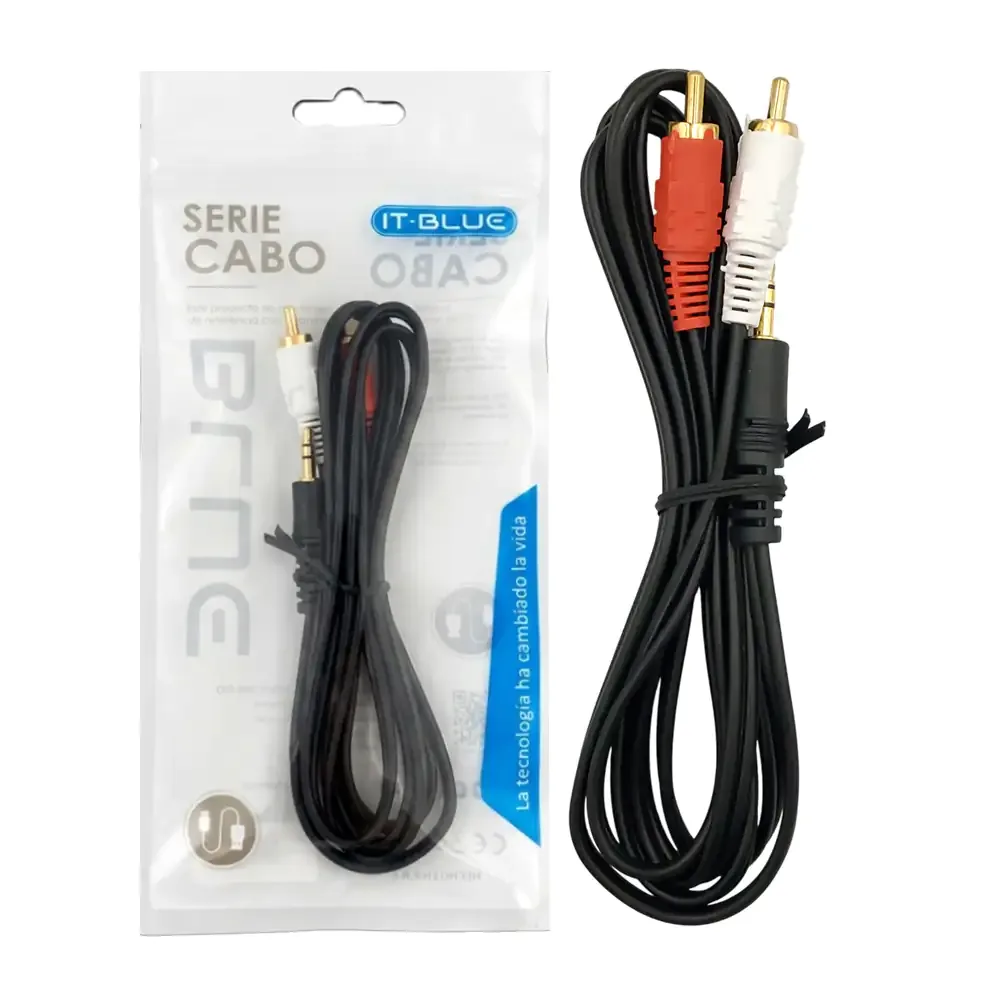 Cable it blue rca de doble entrada y salida jack 3.5mm de 1.5m