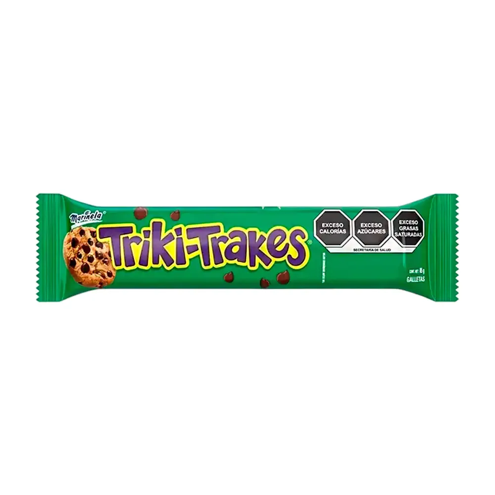 1pza Paquete de galletas triki trakes con chispas de chocolate, 68g / triki-trakes