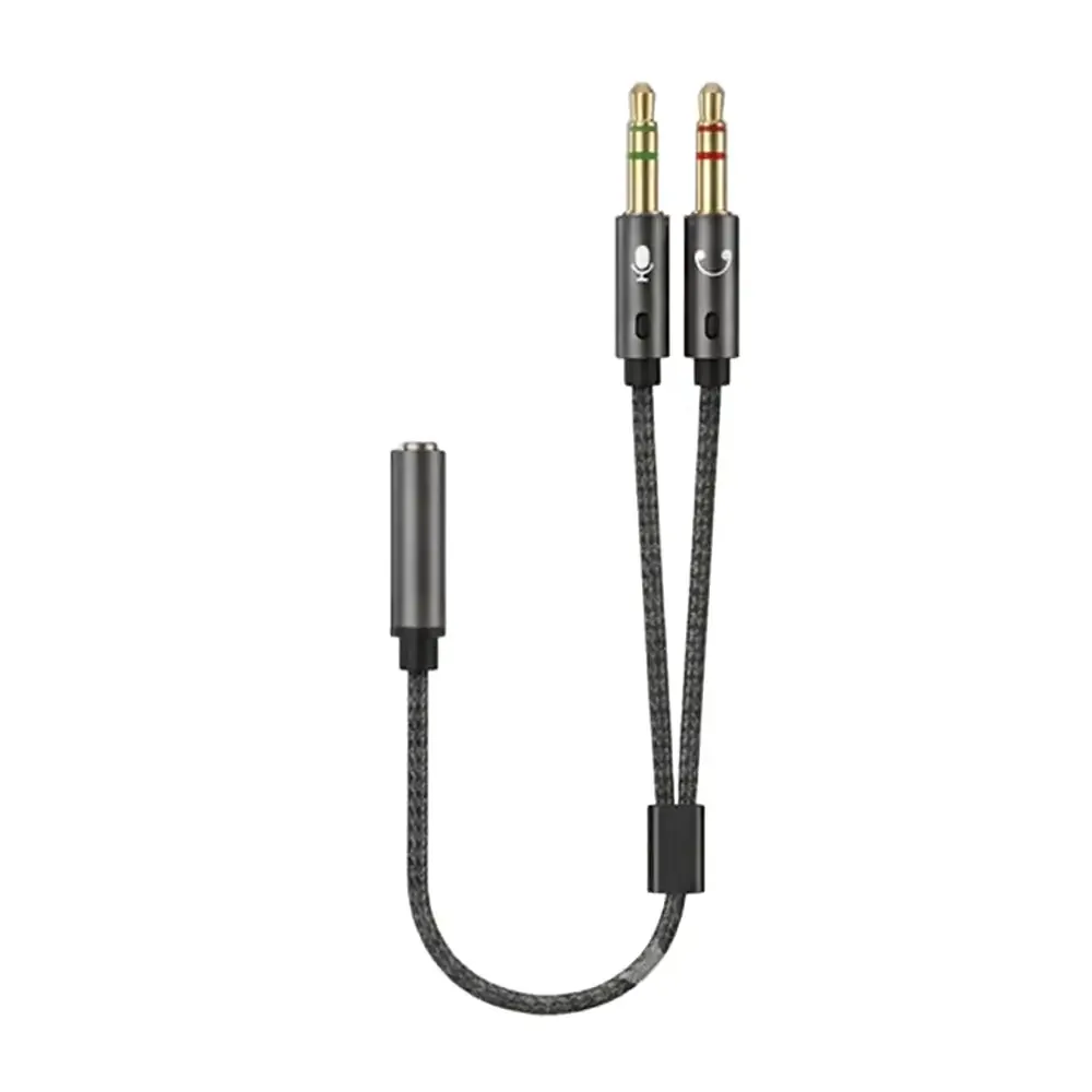 Splitter de audio 3.5mm con adaptador para audífonos y micrófono, cable trenzado / wi.qlx17