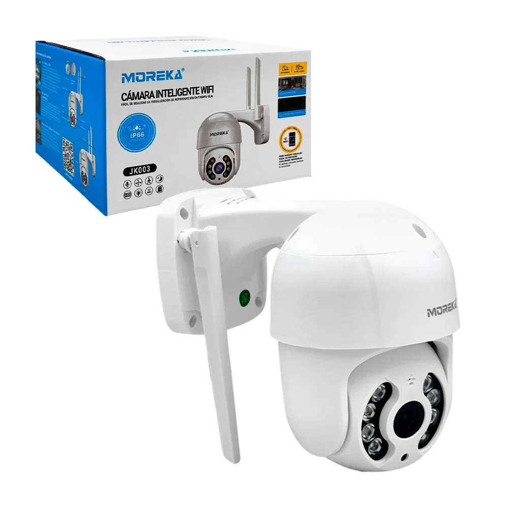 Cámara inteligente moreka wifi con antenas, visión nocturna para exteriores