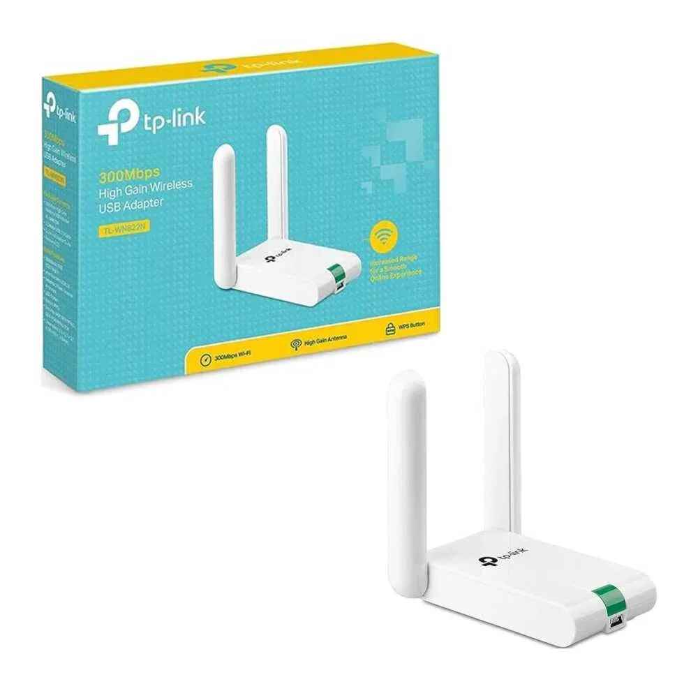 Adaptador de red inalámbrico usb v5 2.4ghz con 2 antenas de 3dbi 300mbps / high gain wireless / usb adaptar / tl-wn822n