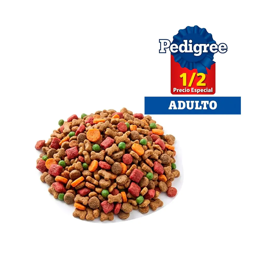 Medio kilo de croquetas pedigree para perros adultos de todo tipo de razas con res y vegetales