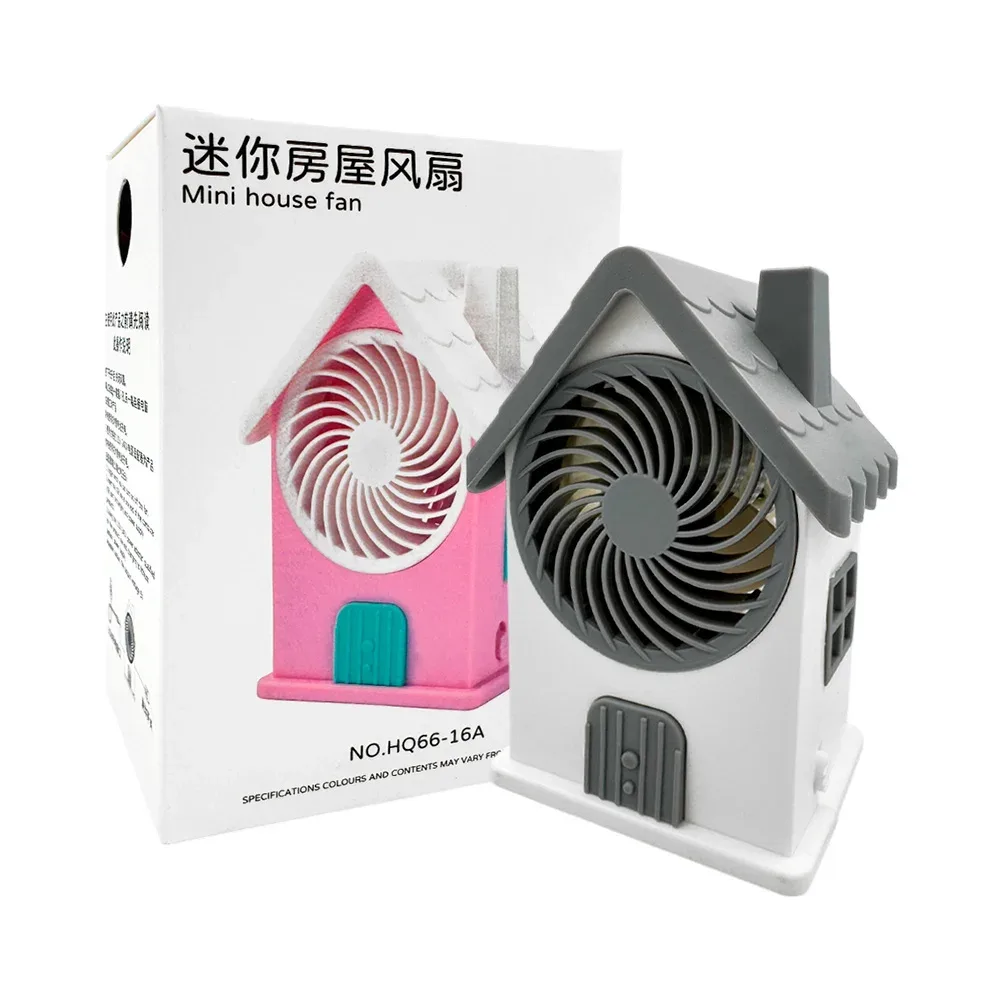 Mini ventilador con forma de casa, variedad de colores / mini house fan / hq66-16a / hq66-16b / hq66-16