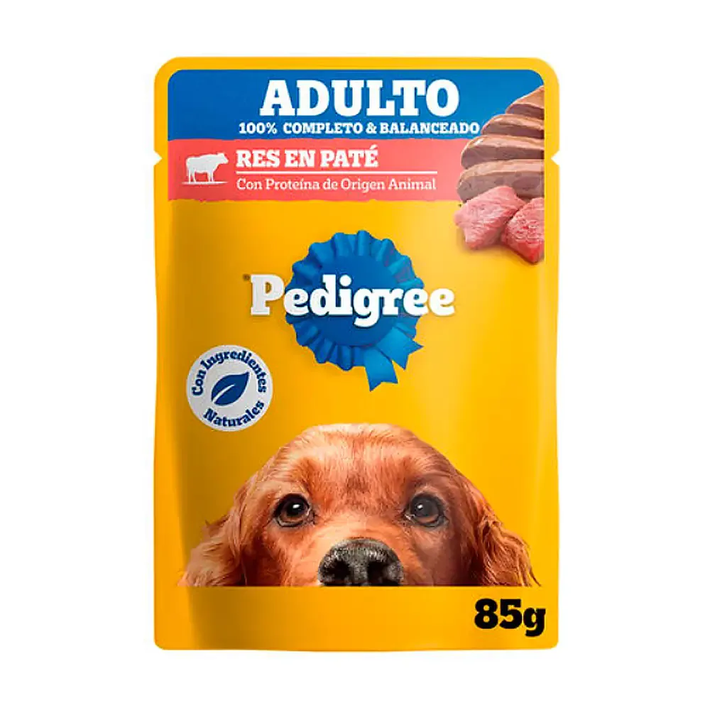 1pza alimento húmedo para perros, sobre pedigree de filetes res en paté, 100g, adultos