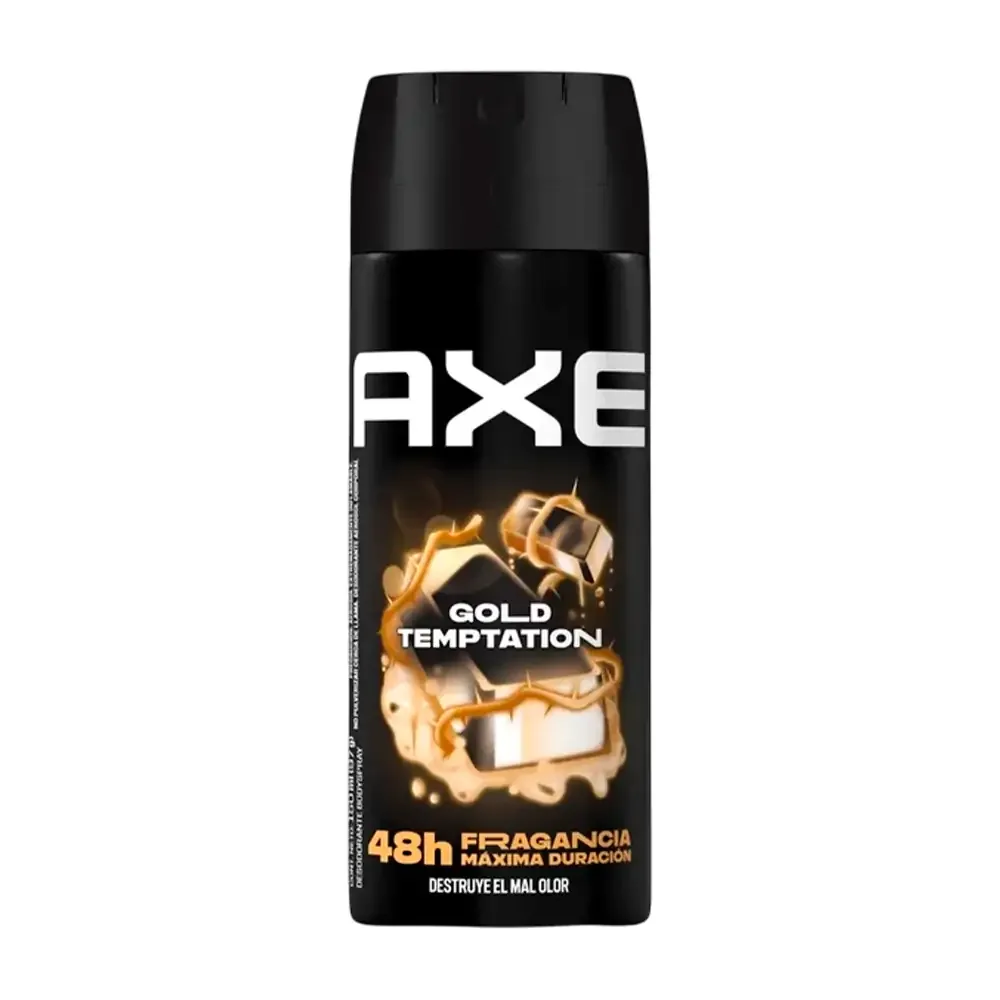 1pza Desodorante axe en aerosol, aroma gold temptation, 150ml
