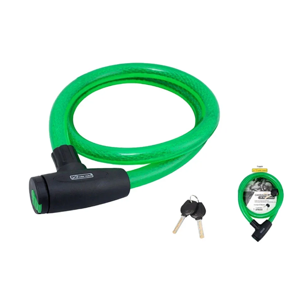 Candado para bicicleta con juego de 2 llaves, cable de acero 20mm x 1.20m de largo / 7449