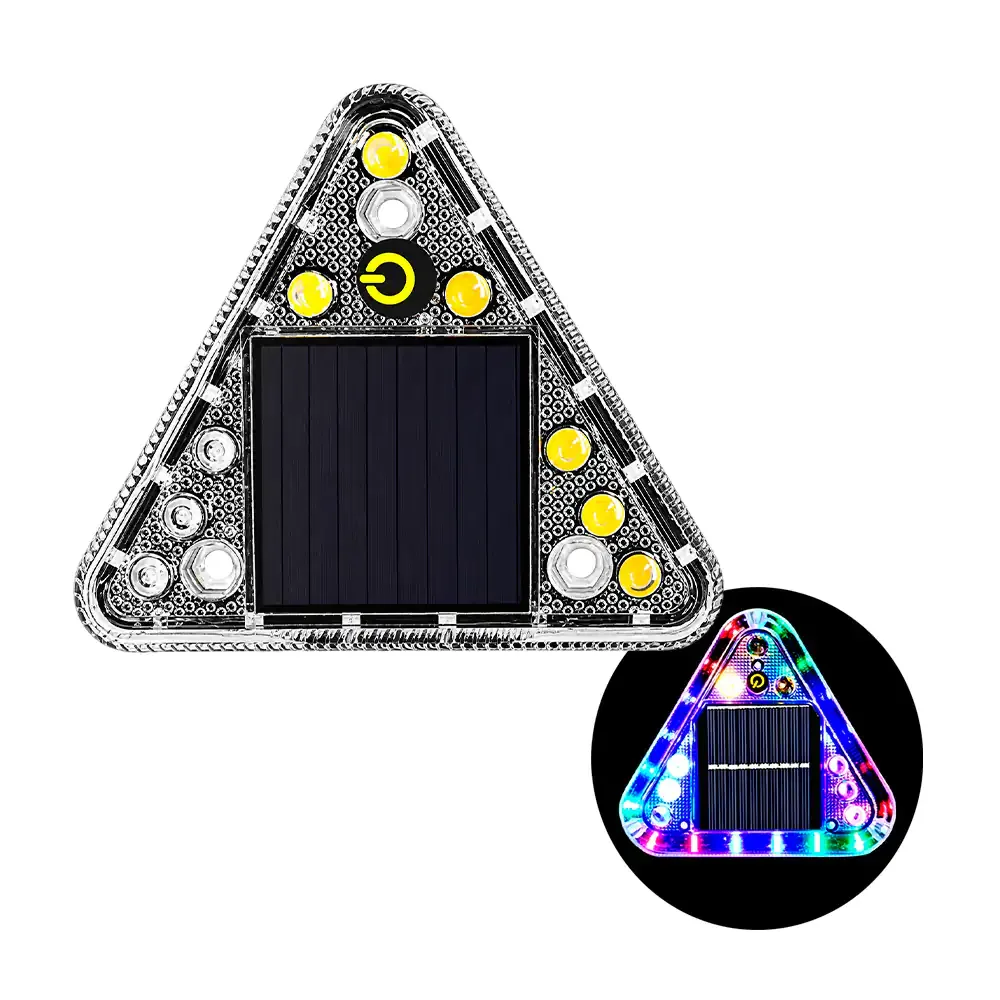 Luz de advertencia / seguridad multicolor en forma de triángulo para bicicleta