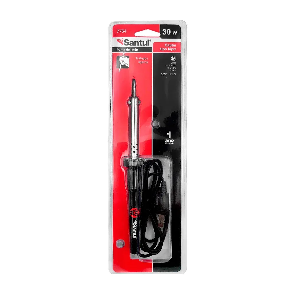 Cautín tipo lápiz santul de 30w para soldar estaño y trabajos ligeros con punta de latón / 1124 / 7754