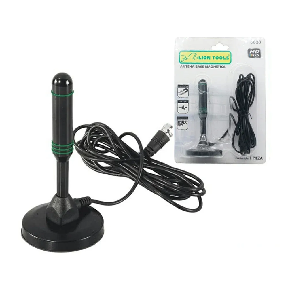 Antena digital lion tools con base magnética y cable coaxial de 2 metros / 6823