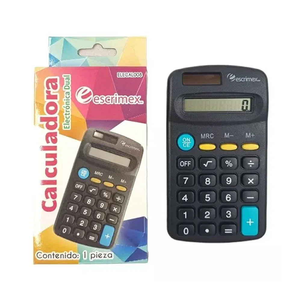 Calculadora electrónica dual escrimex con pantalla de 8 dígitos / elecal008