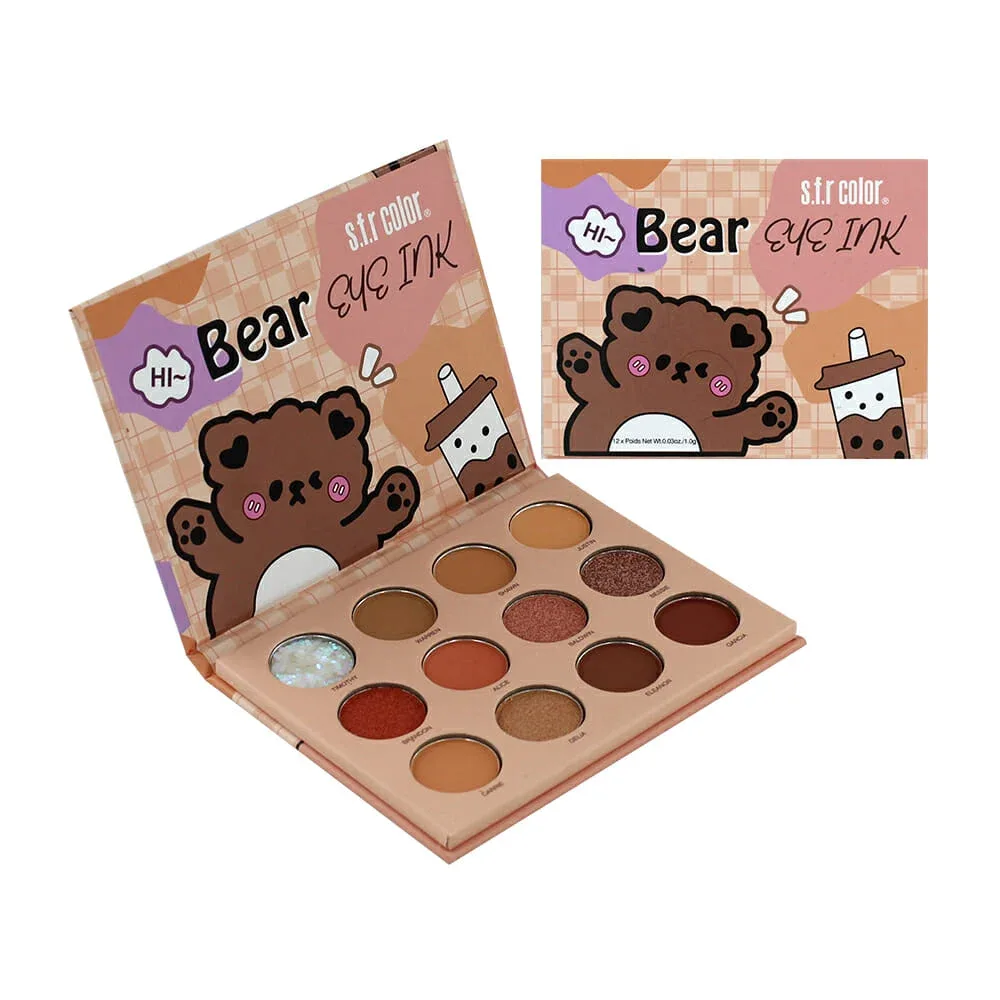 Paleta pequeña s.f.r color con 12 tonos de sombras para ojos, variedad de tonos / hi bear eye ink