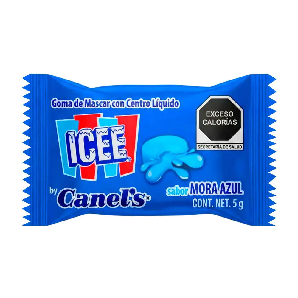 1pza chicle icee by canels con sabor y relleno de mora azul, 5g / icee-ch